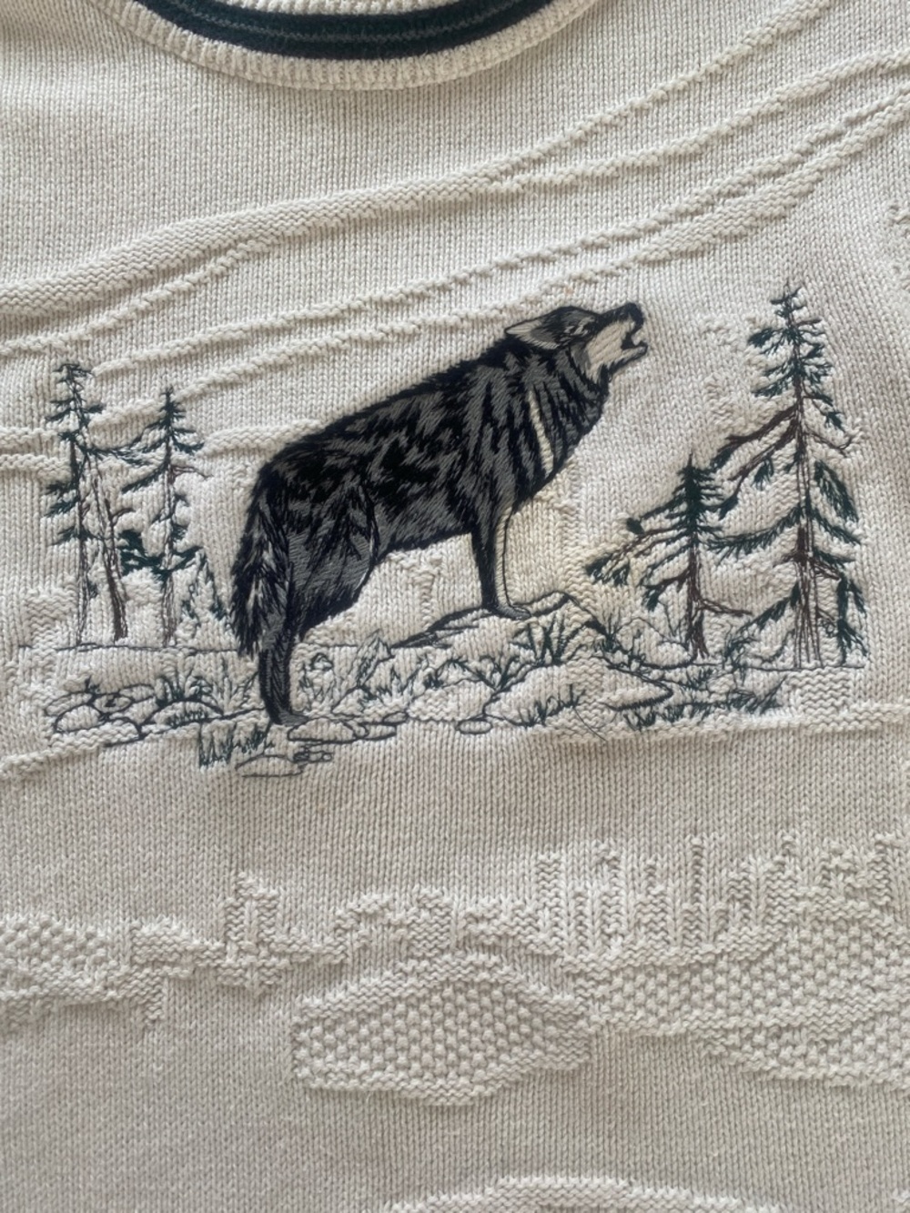 1990’s Northern Elements Cotton crew neck men’s sweater timber wolf Size Small - Picture 3 of 16